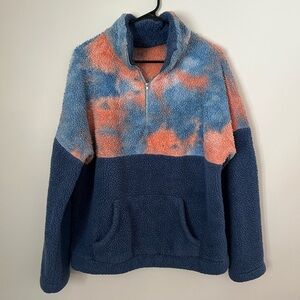Cozy Blue and Orange Sherpa Pullover